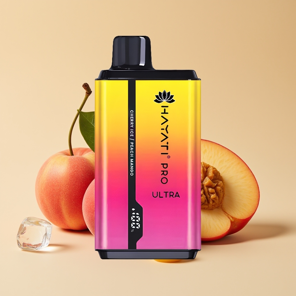 Hayati Pro Ultra 15000 Puffs Dispozabil Vape Trešnja Led Breskva Mango - 850mAh, 2×12ml, 2% Nikotina