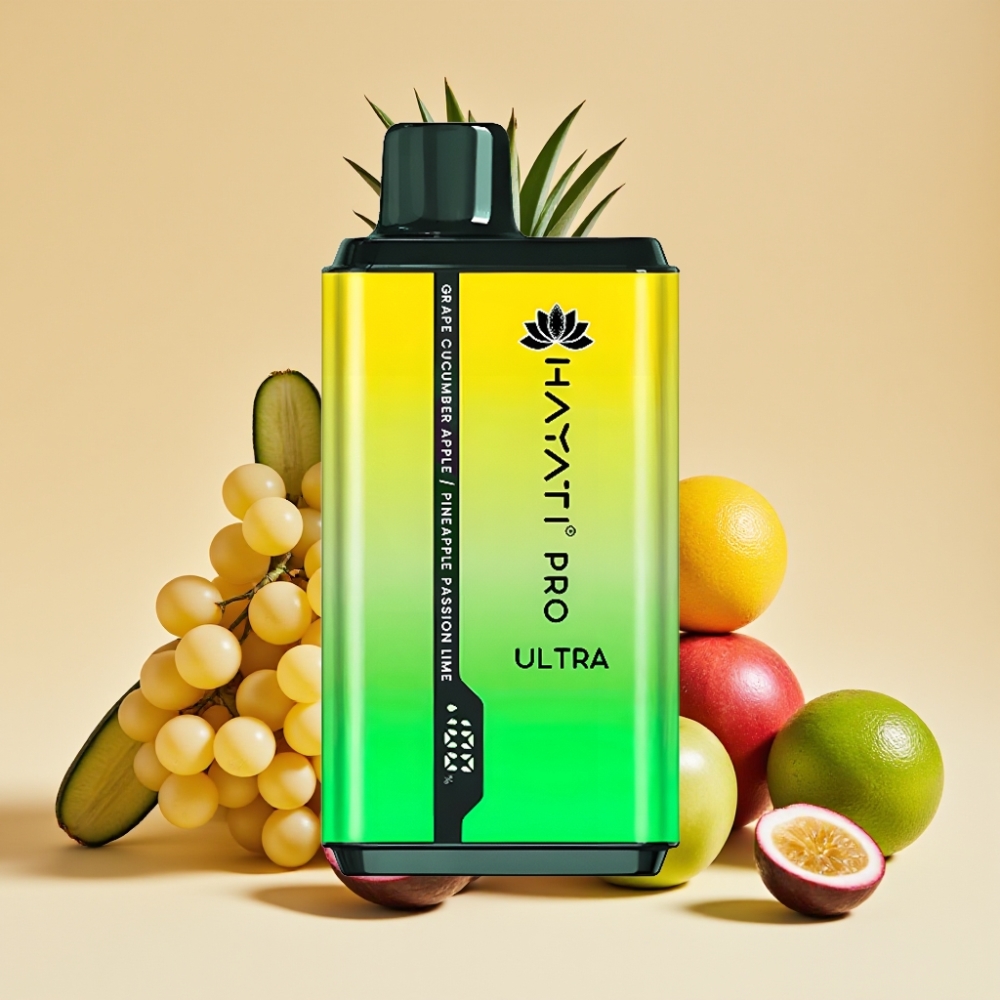 Hayati Pro Ultra 15000 Puffs Jednokratni Vape Grozd Krastavac Jabuka Ananas Limun Pasiflora 2×12ml 2% 850mAh