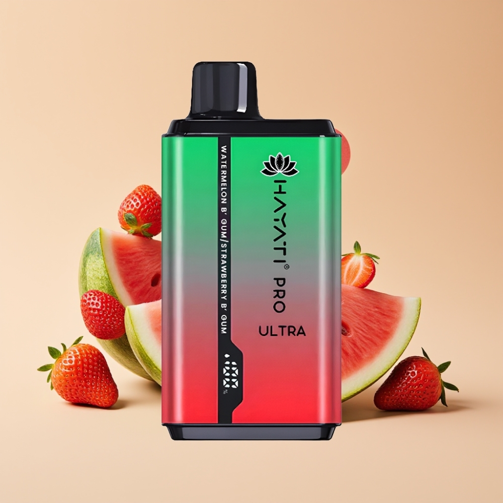 Hayati Pro Ultra 15000 Puffs Jednokratni Vape - Lubenica Bubblegum Jagoda Bubblegum, 850mAh, 2×12ml, 2% Nikotina