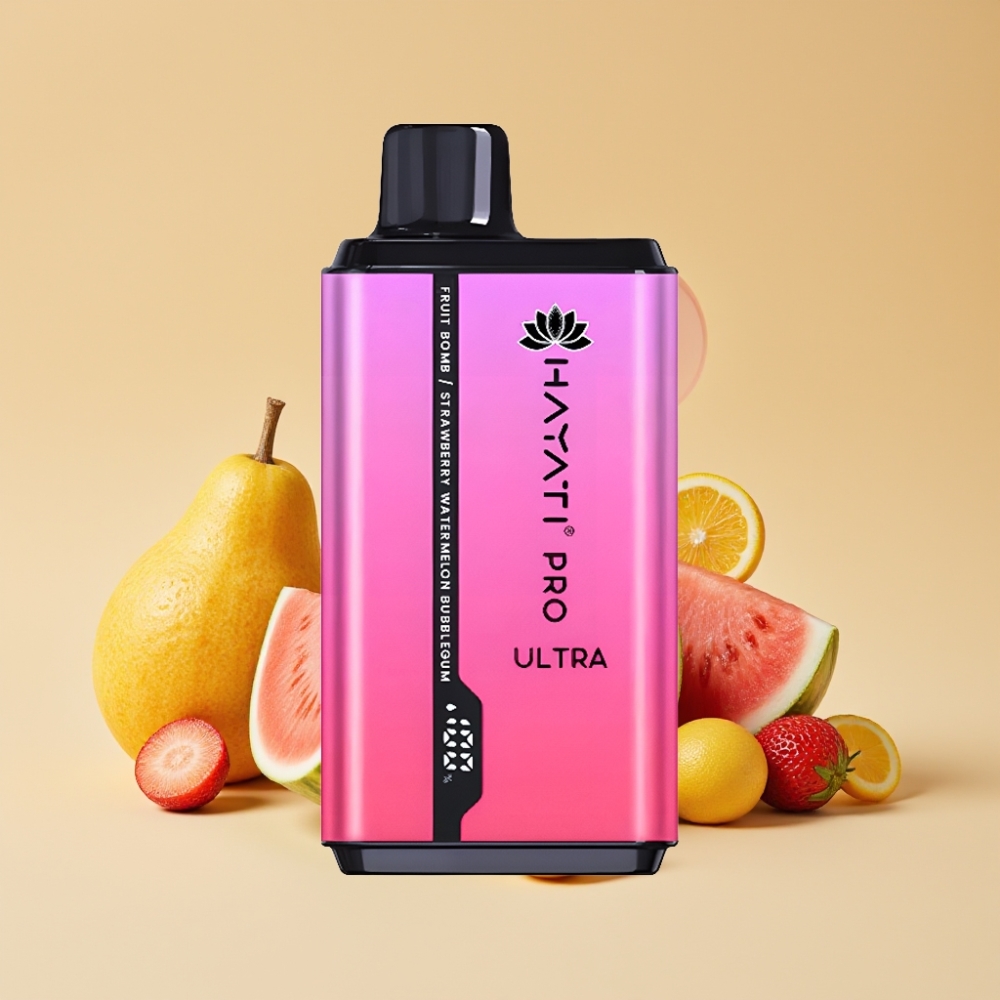 Hayati Pro Ultra 15000 Puffs Jednokratni Vape – Voćna Bomba Jagoda, Lubenica, Bubblegum – 850mAh, 2×12ml, 2% Nikotina