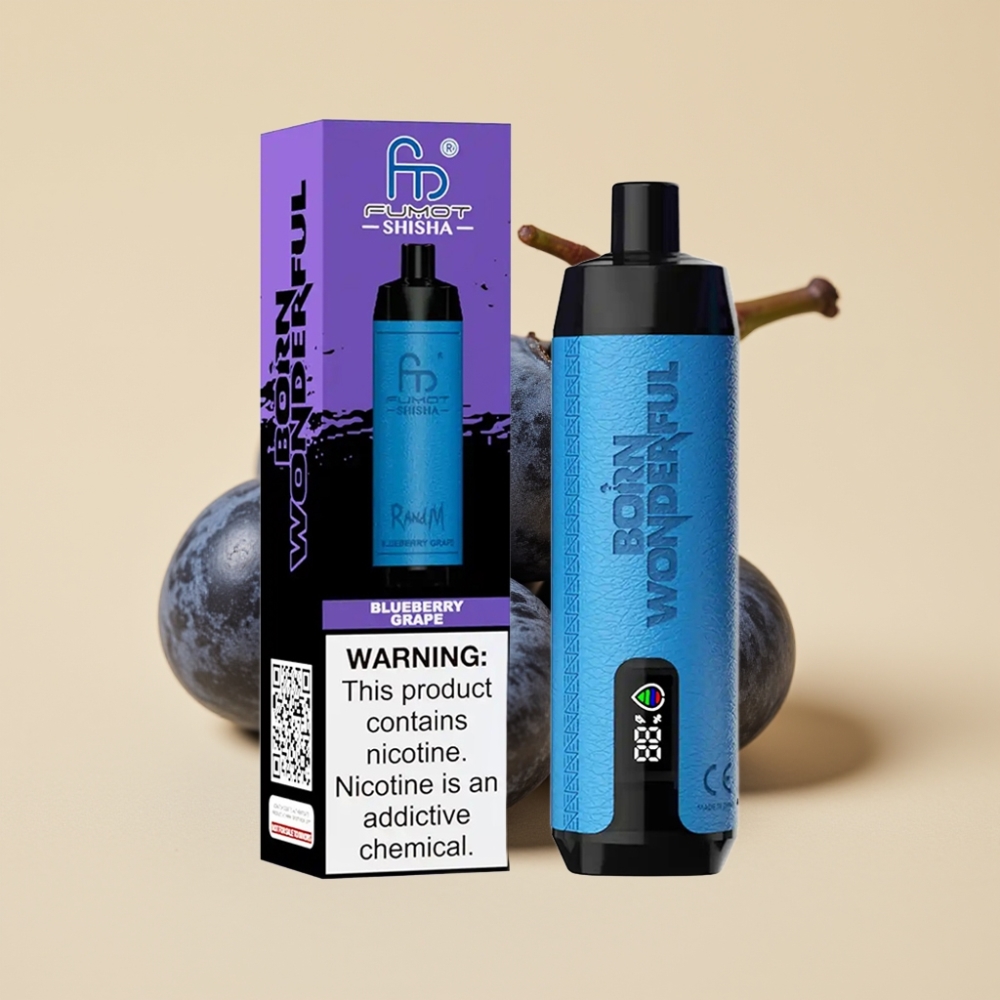 RandM Fumot Shisha 10000 Puffs Jednokratni Vape 18ml 850mAh Type-C Plava Jagoda Grožđe