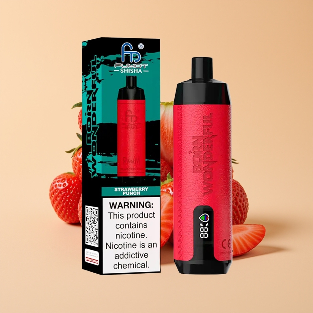 RandM Fumot Shisha 10000 Puffs Jednokratni Vape - Jagoda Punč, LED, 18ml, Type-C
