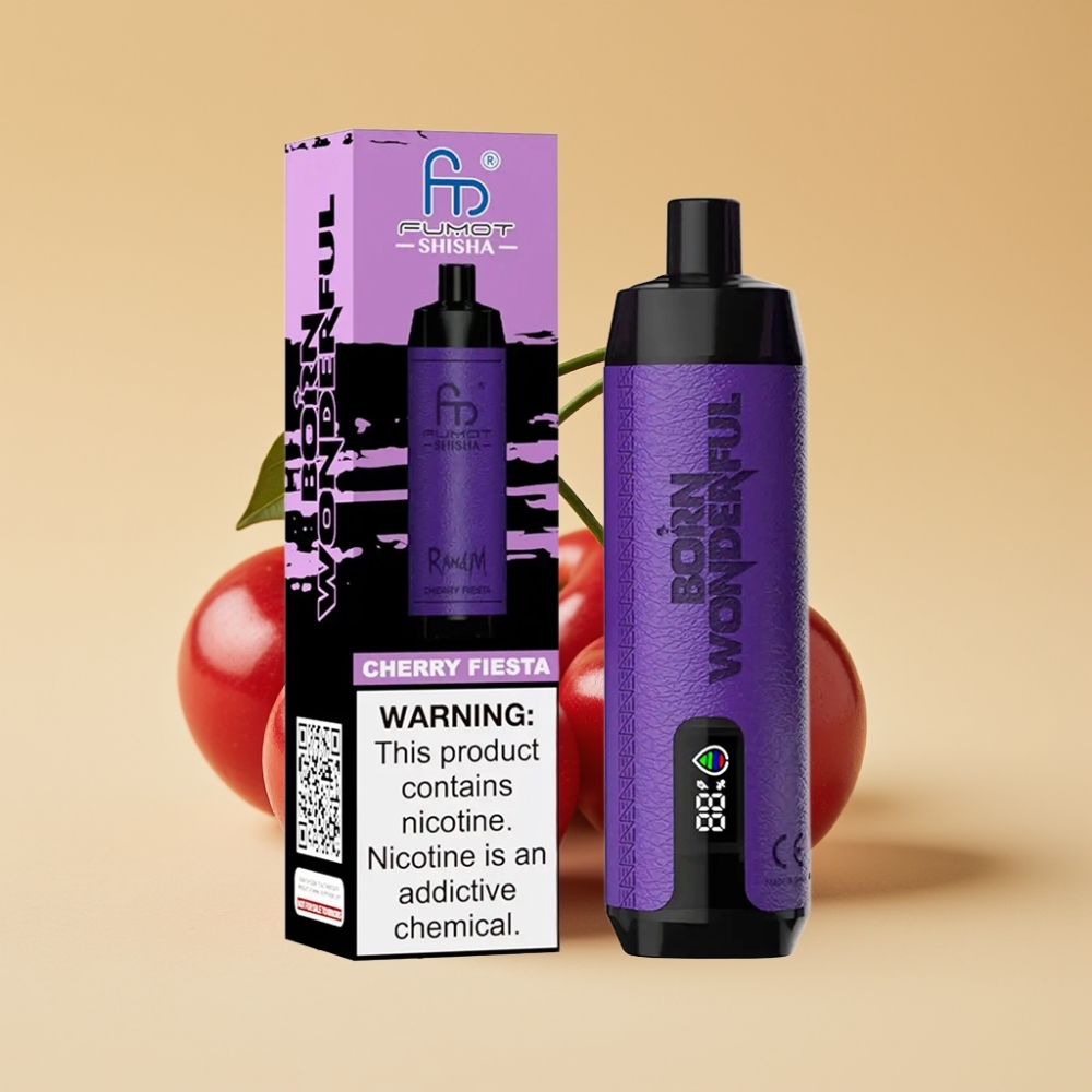RandM Fumot Shisha 10000 Puffs Jednokratni Vape LED 18ml 850mAh Cherry Fiesta