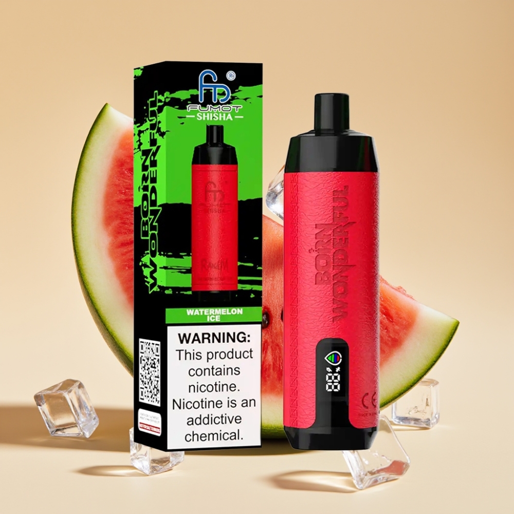 RandM Fumot Shisha 10000 Puffs Jednokratni Vape - LED, 850mAh, Type-C, Ledenica od lubenice