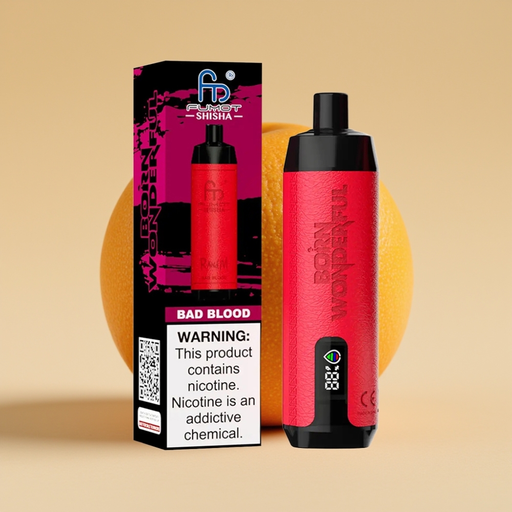 RandM Fumot Shisha 10000 Puffs Jednokratni Vape LED Indicator 18ml Prefilled 0.5% Nicotine Loša Krv