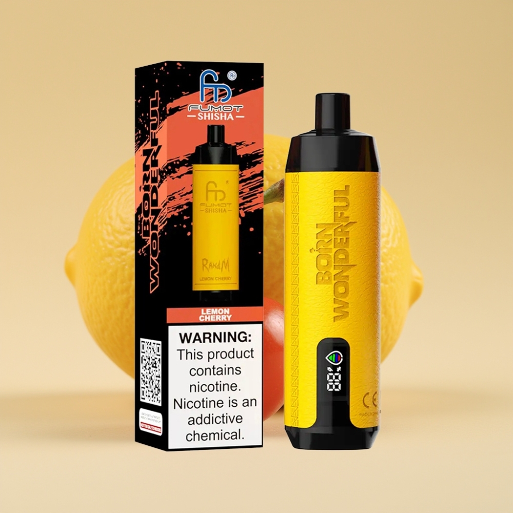 RandM Fumot Shisha 10000 Puffs Jednokratni Vape Limet-Ćerešnja sa LED indikatorom, 18ml, 850mAh, Type-C