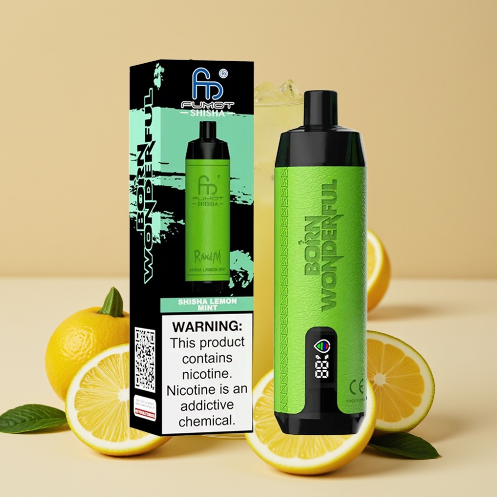 RandM Fumot Shisha 10000 Puffs Jednokratni Vape Limun-Nana, LED, 18ml, 850mAh, Type-C
