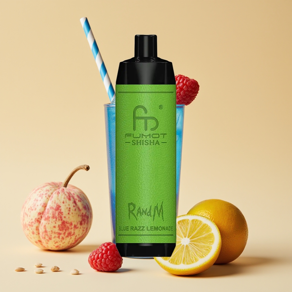 RandM Fumot Shisha 10000 Puffs Jednokratni Vape Plavi Malina Limunada, 18ml, 0.5% Nikotina, 850mAh, Type-C