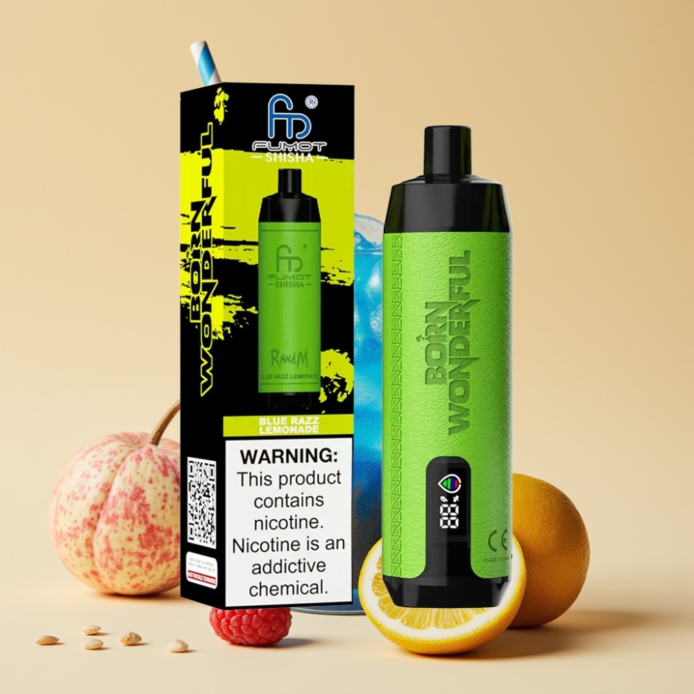 RandM Fumot Shisha 10000 Puffs Jednokratni Vape Plavi Malina Limunada, 18ml, 0.5% Nikotina, 850mAh, Type-C