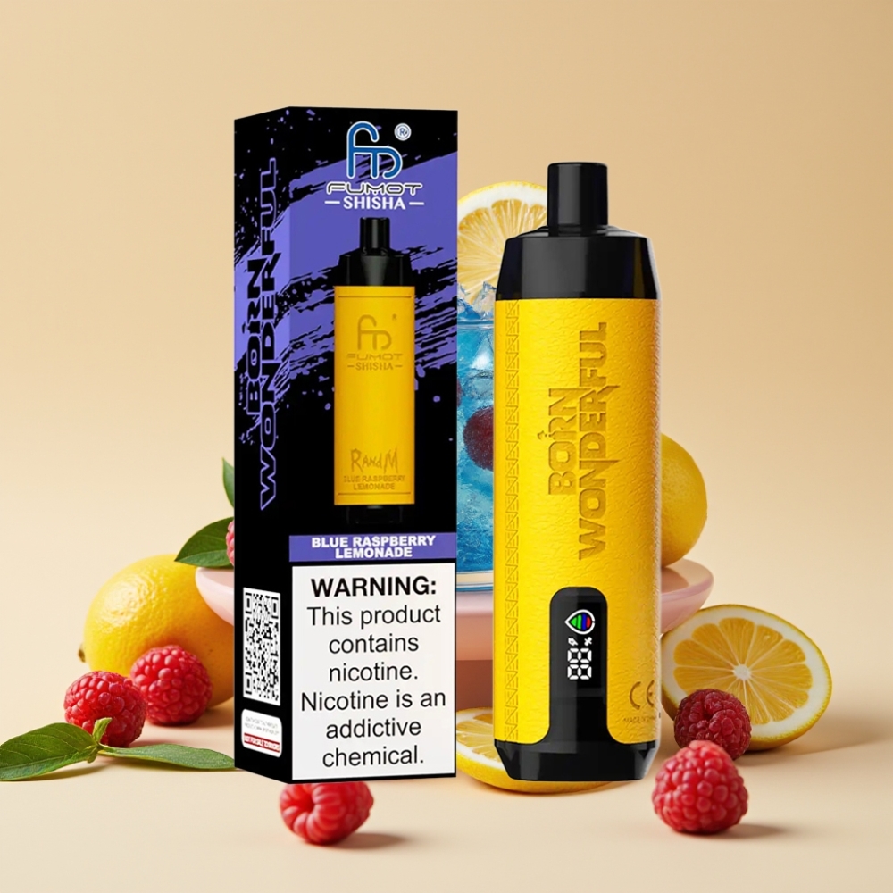 RandM Fumot Shisha 10000 Pufova Jednokratni Vape Plava Malina Limunada sa LED Indikatorom, 18ml, 850mAh Baterija