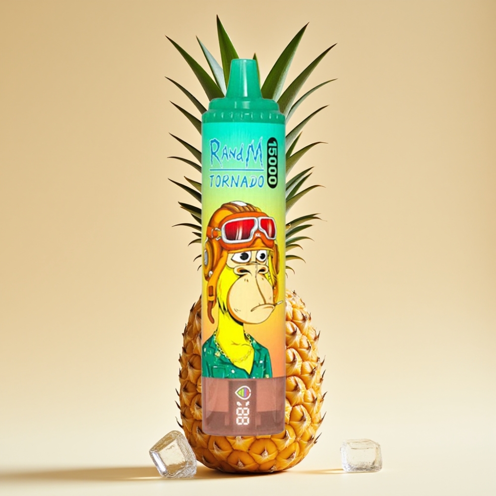 RandM Fumot Tornado 15000 Puffs Jednokratni Vape Ananas Led USB-C LCD Mesh Coil