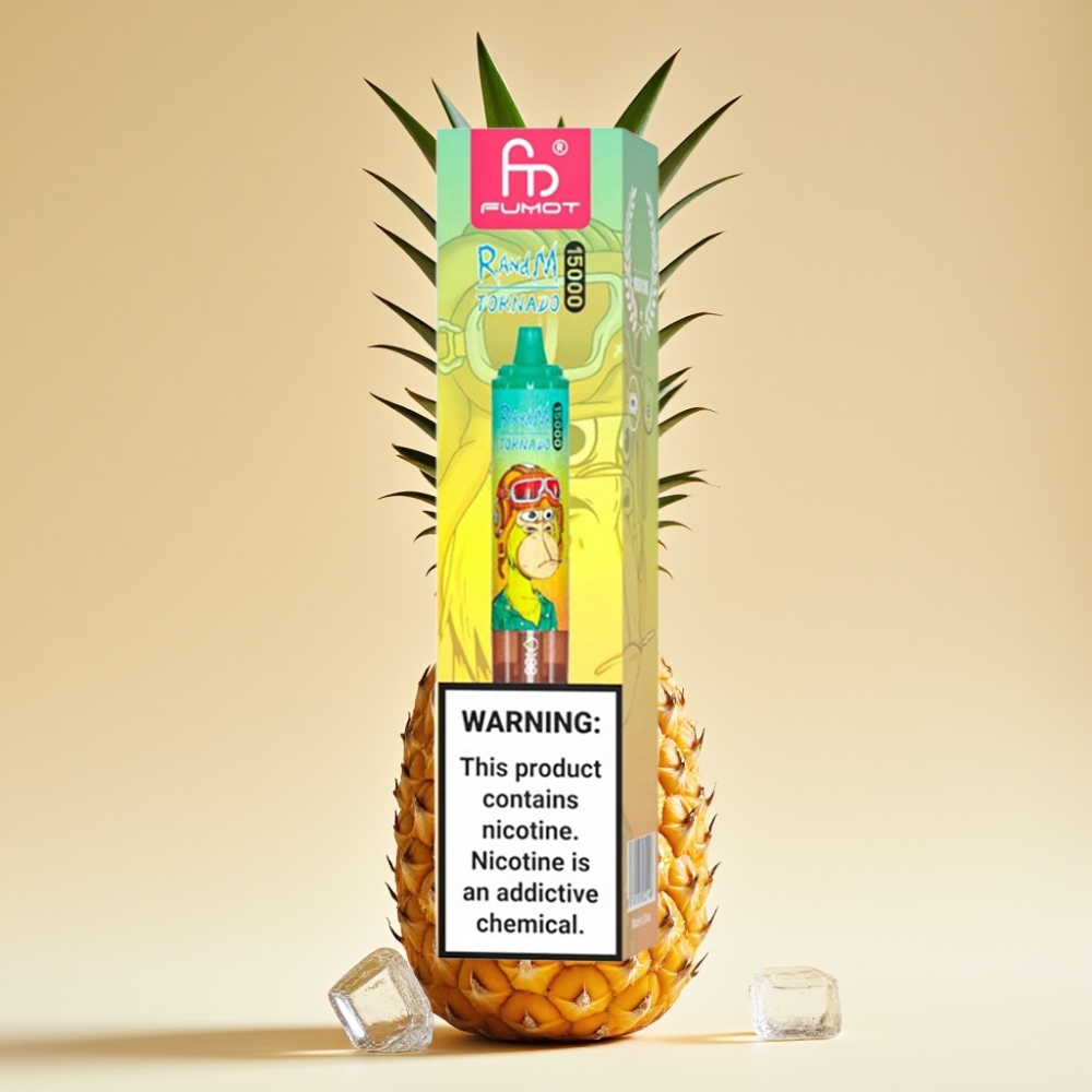 RandM Fumot Tornado 15000 Puffs Jednokratni Vape Ananas Led USB-C LCD Mesh Coil