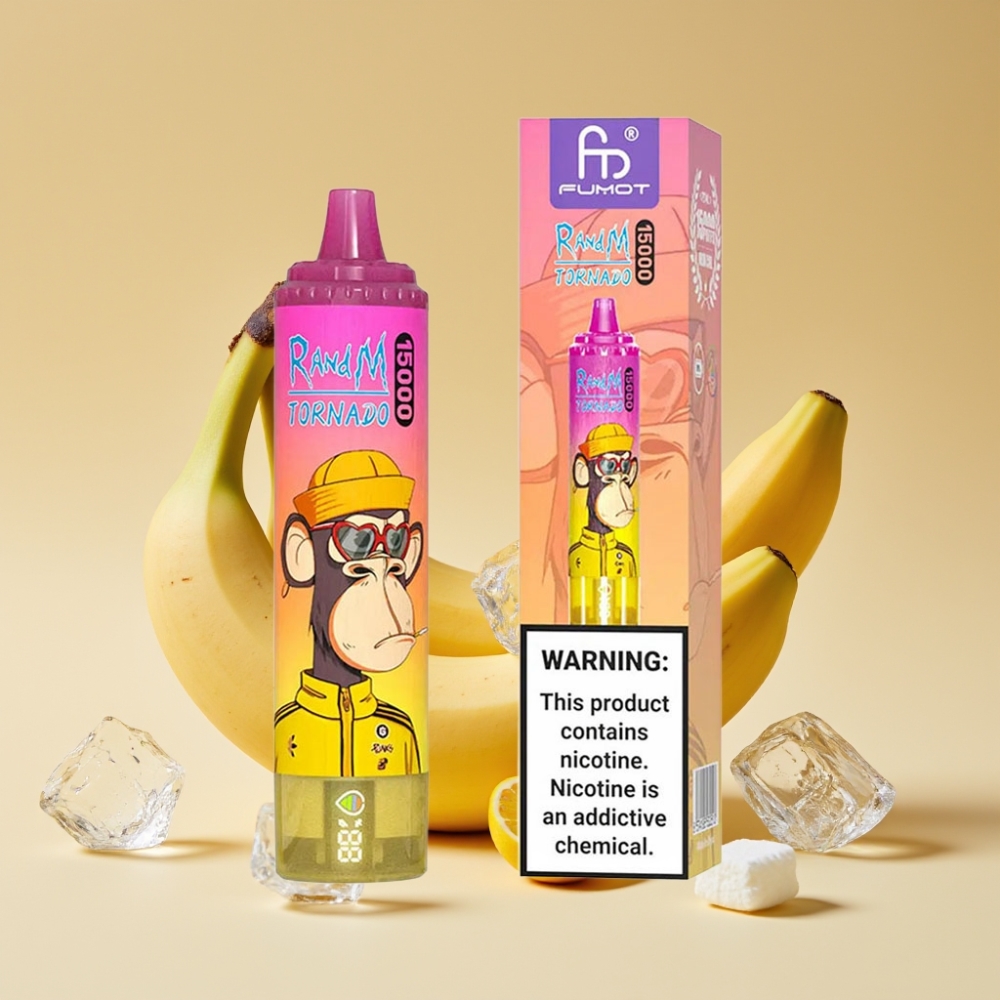 RandM Fumot Tornado 15000 Puffs Jednokratni Vape Banana Ice - 25ml, 850mAh, Mesh Coil, Type-C