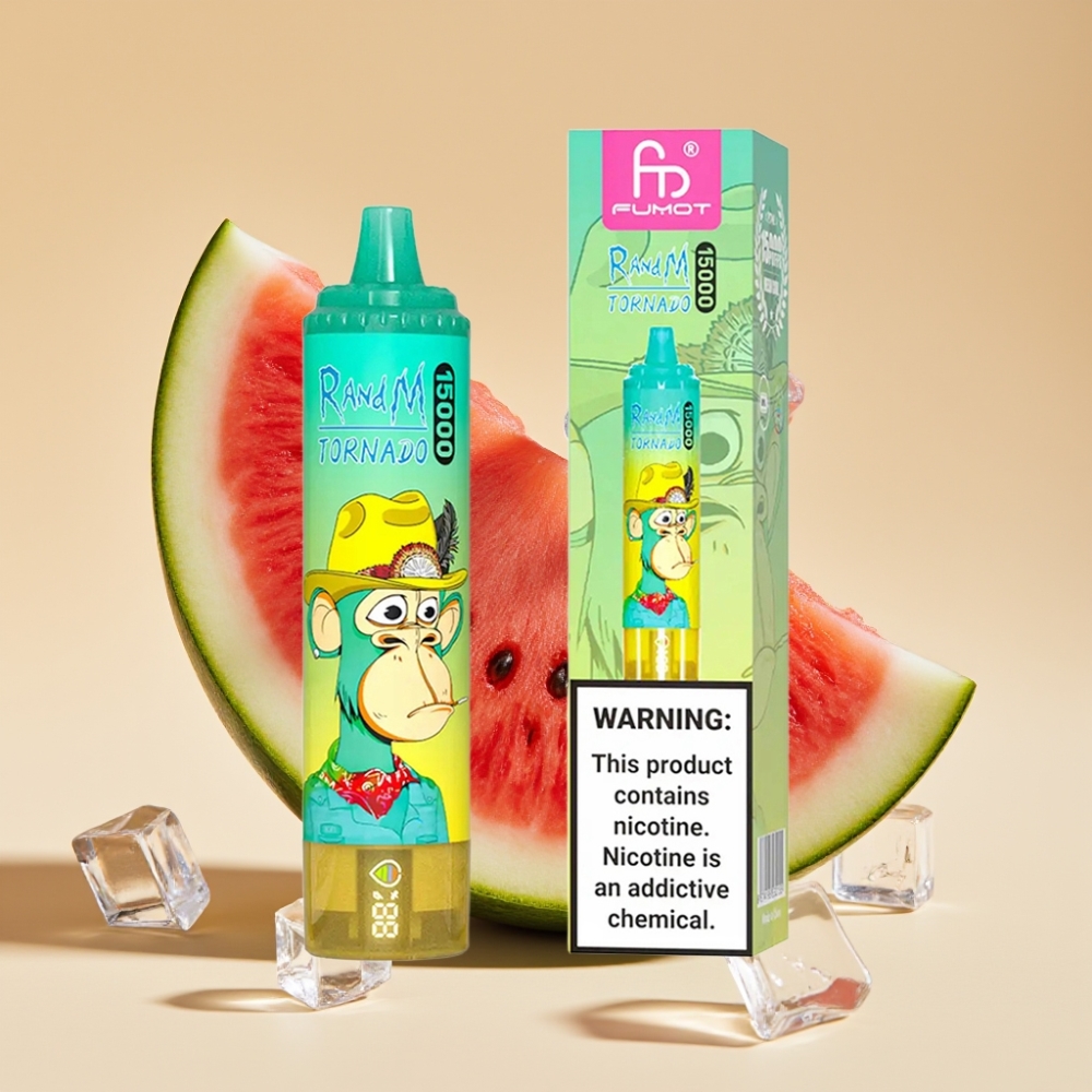 RandM Fumot Tornado 15000 Puffs Jednokratni Vape Bubanj Led (Watermelon Ice) 25ml, 850mAh, Mesh Coil