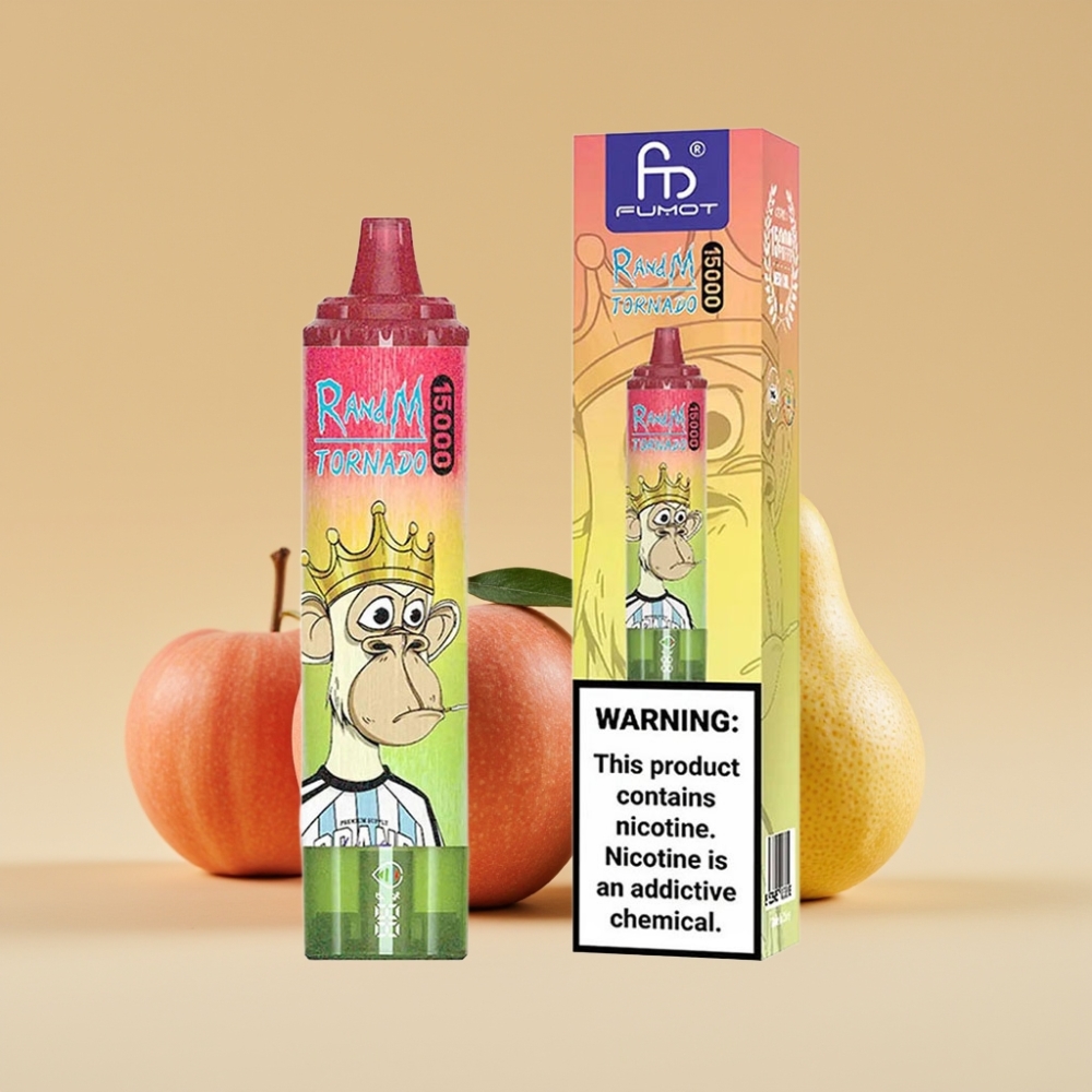 RandM Fumot Tornado 15000 Puffs Jednokratni Vape Jabuka Breskva Kruška with 25ml Liquid & Mesh Coil