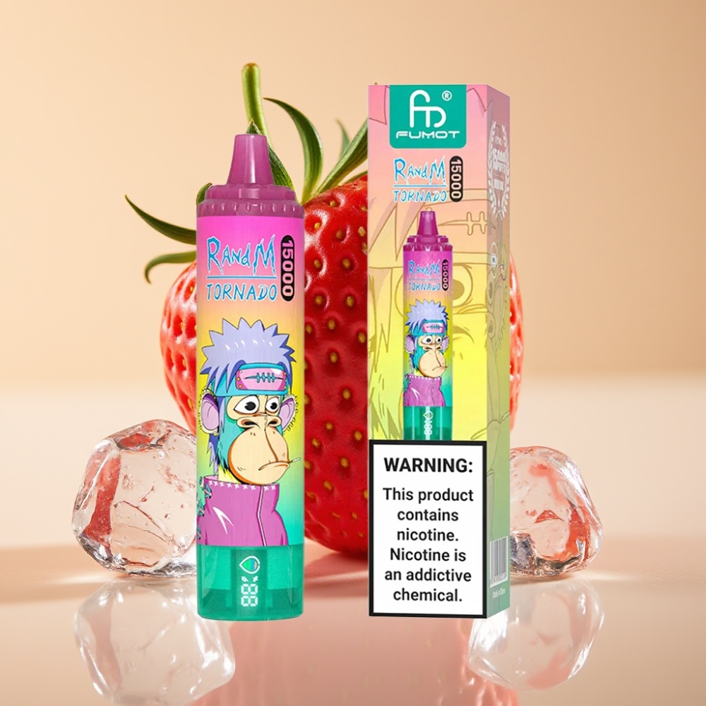 RandM Fumot Tornado 15000 Puffs Jednokratni Vape Jagoda Led sa 25ml tečnosti i 850mAh baterijom