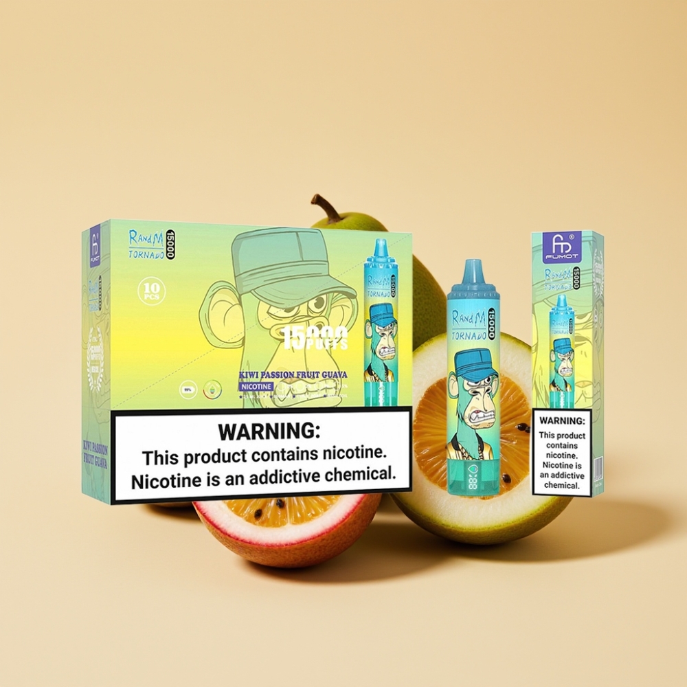 RandM Fumot Tornado 15000 Puffs Jednokratni Vape Kiwi Pasija Guava 25ml 850mAh