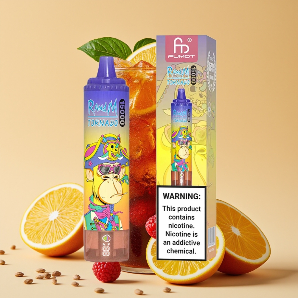 RandM Fumot Tornado 15000 Puffs Jednokratni Vape Кола лед са LCD екраном, Type-C пуњењем и Mesh Coil