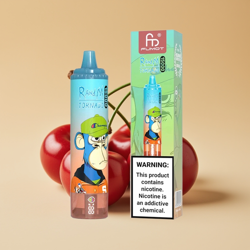 RandM Fumot Tornado 15000 Puffs Jednokratni Vape Višnja-Kola 25ml 850mAh Type-C Mesh Coil LCD
