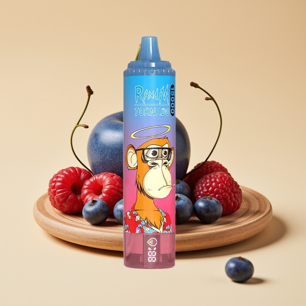 RandM Fumot Tornado 15000 Pufova Jednokratni Vape Plava Malina Trešnja sa 25ml Tekućine, Mesh Coil, LCD Ekran