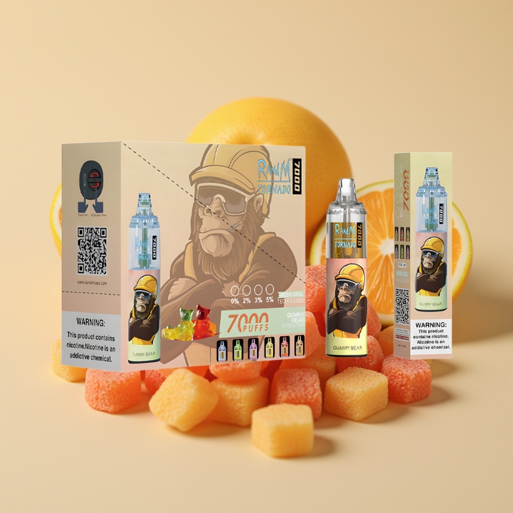RandM Fumot Tornado 7000 Jednokratni Vape – 14ML, 850MAH, Mesh Coil, Type-C, RGB, Guma Meda (0-5% Nic)