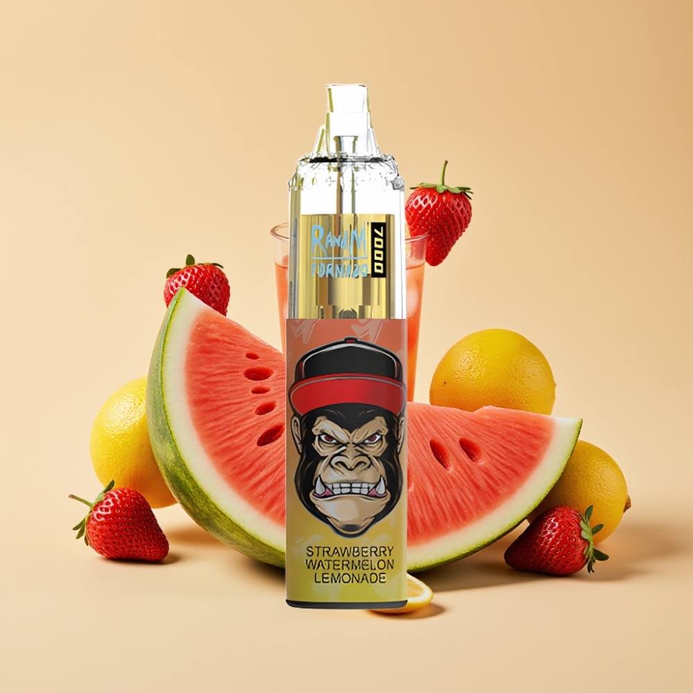 RandM Fumot Tornado 7000 Puffs Jednokratni Vape 14ML 850MAH Mesh Coil Type-C RGB Air-Adjustable Jagoda Lubenica Limunada