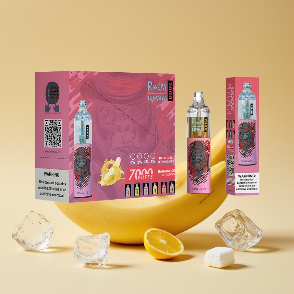 RandM Fumot Tornado 7000 Puffs Jednokratni Vape Banana Ice, 14ML, Mesh Coil, Air-Adjustable
