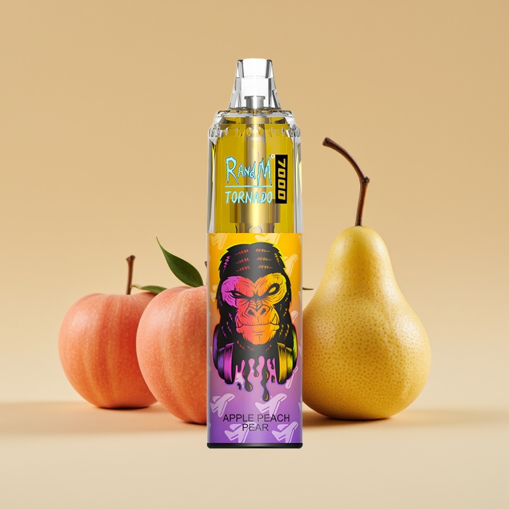 RandM Fumot Tornado 7000 Puffs Jednokratni Vape Jabuka Breskva Kruška – 14ML, Mesh Coil, Type-C, RGB, Air-Adjustable