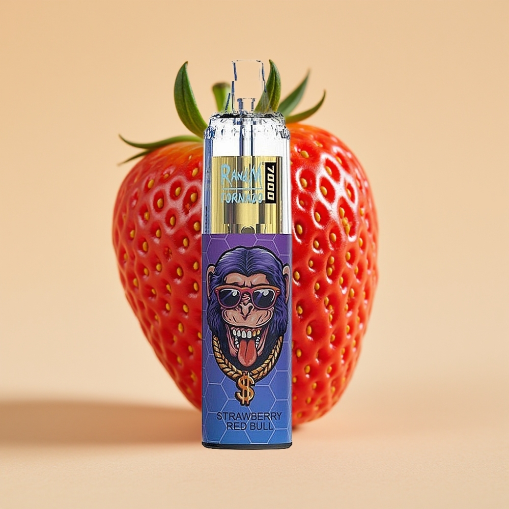 RandM Fumot Tornado 7000 Puffs Jednokratni Vape Jagoda Crveni Bik sa 14ML Tecnosti i Mesh Coil