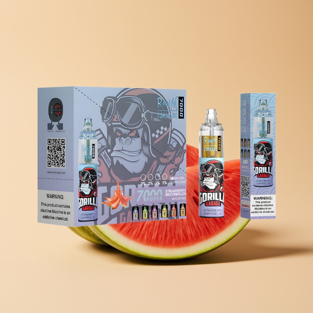 RandM Fumot Tornado 7000 Puffs Jednokratni Vape Jagoda Lubenica 14ML Mesh Coil Type-C
