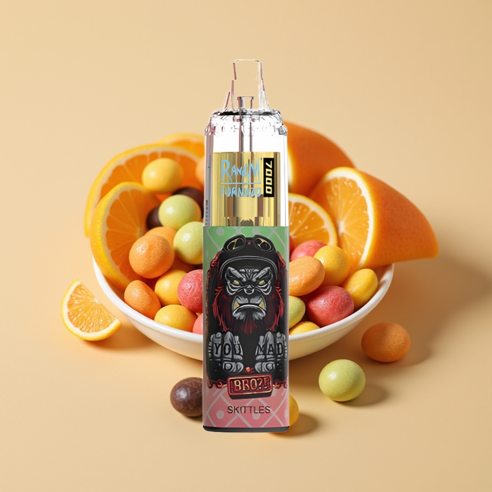 RandM Fumot Tornado 7000 Puffs Jednokratni Vape Skittles – 14ML, Mesh Coil, Type-C, RGB