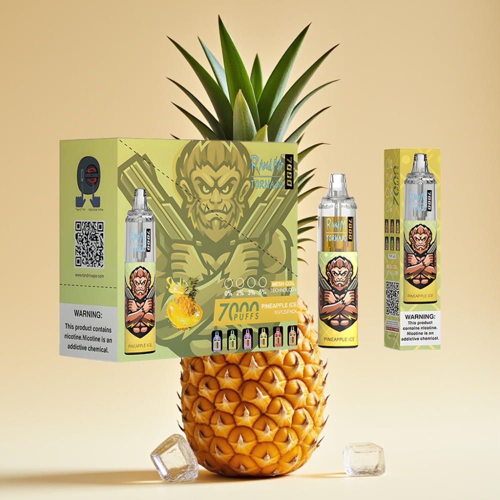 RandM Fumot Tornado 7000 Pufova Jednokratni Vape Ananas Led 14ML 850MAH Mesh Coil Type-C