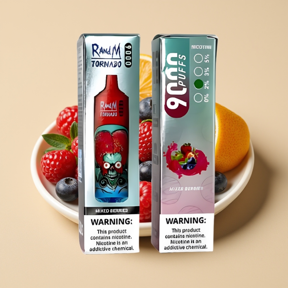 RandM Fumot Tornado 9000 Puffs 18mL Mesh Coil RGB Display Mixed Berries