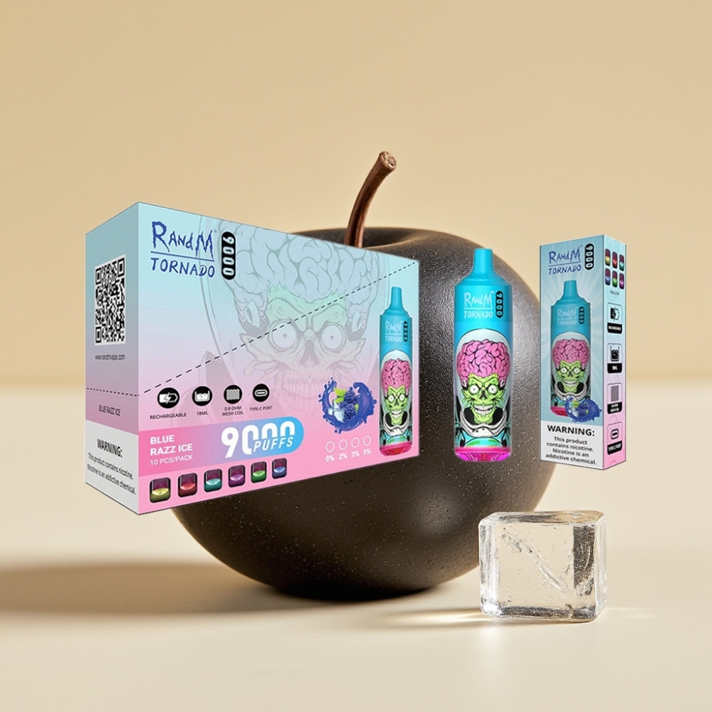 RandM Fumot Tornado 9000 Puffs Jednokratni Vape Crni Zmaj Led (850mAh, 18mL, Mesh Coil, RGB Display)