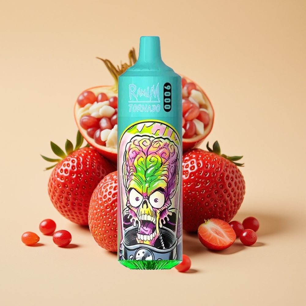 RandM Fumot Tornado 9000 Puffs Jednokratni Vape Jagoda Narandža – 18mL, Mesh Coil, RGB Display