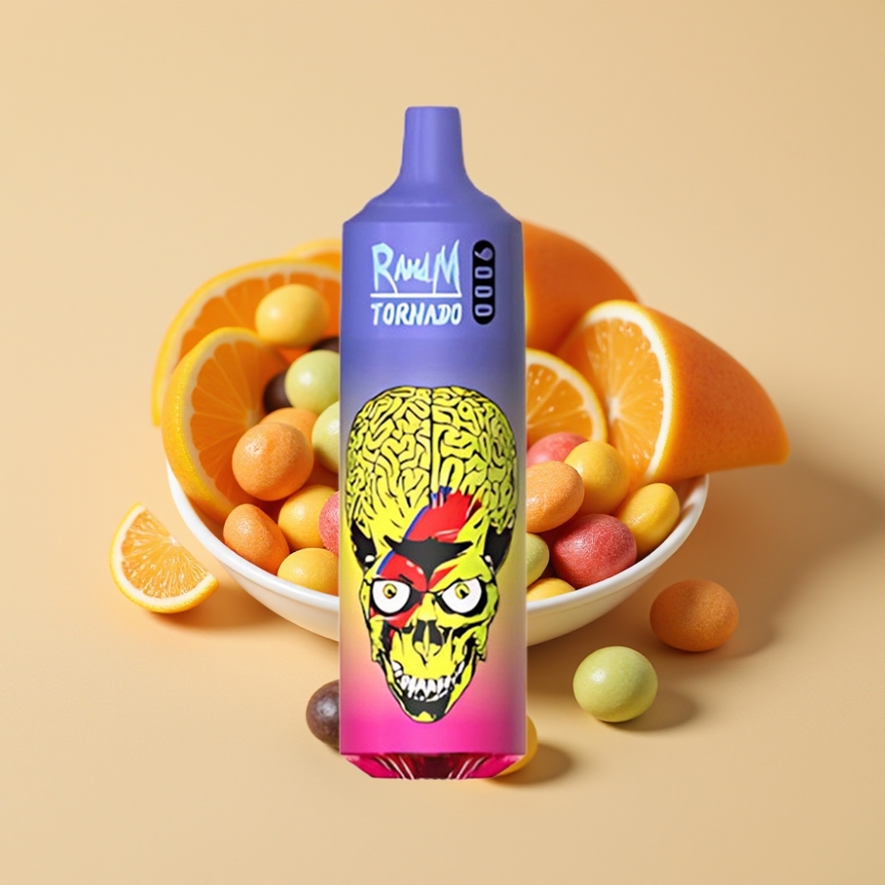 RandM Fumot Tornado 9000 Puffs Jednokratni Vape sa ukusom Skittles, 18 mL, Mesh Coil, RGB Display