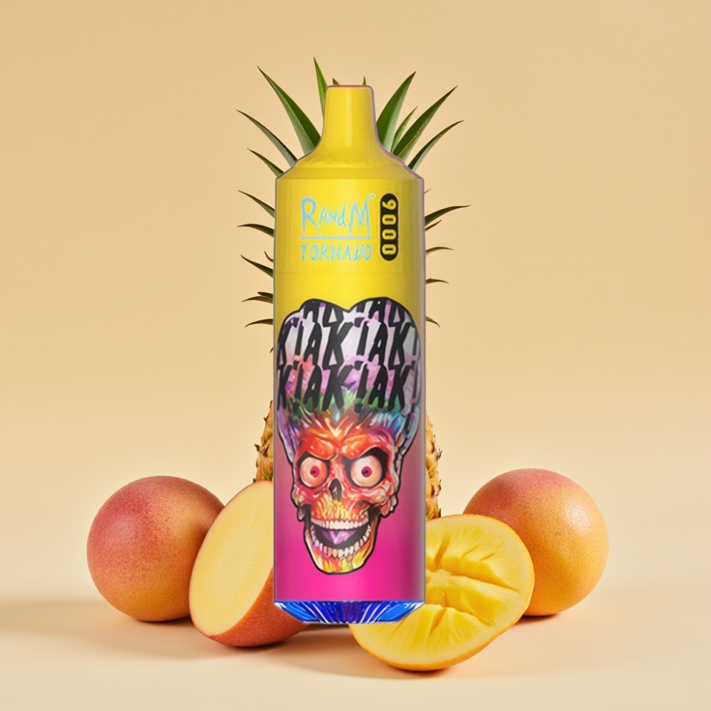 RandM Tornado 9000 Puffs 18mL Mesh Coil RGB Display Brestasto Mango Ananas