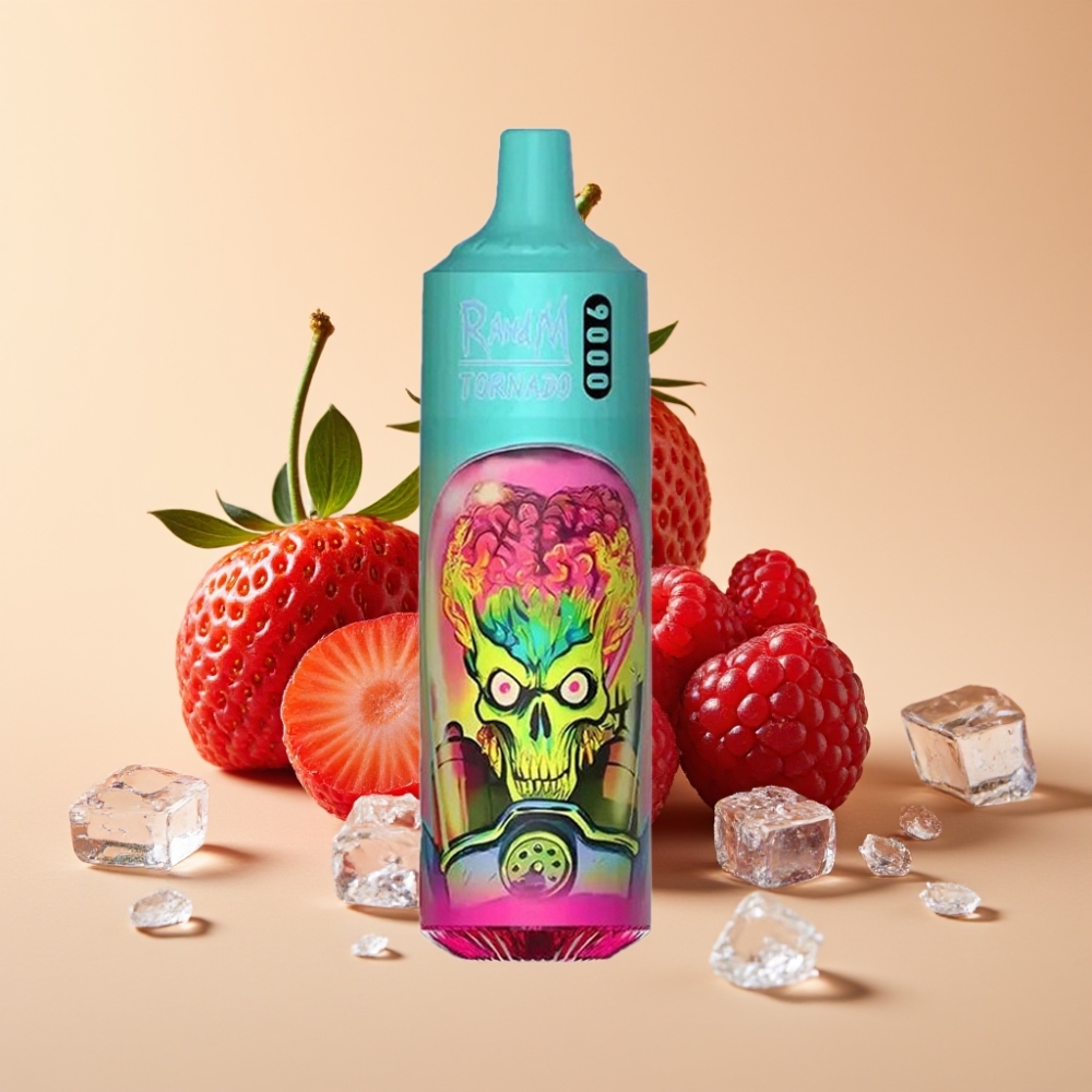 RandM Tornado 9000 Puffs Jednokratni Vape 18mL 850mAh Mesh Coil RGB Display Jagoda Malina Trešnja Ice