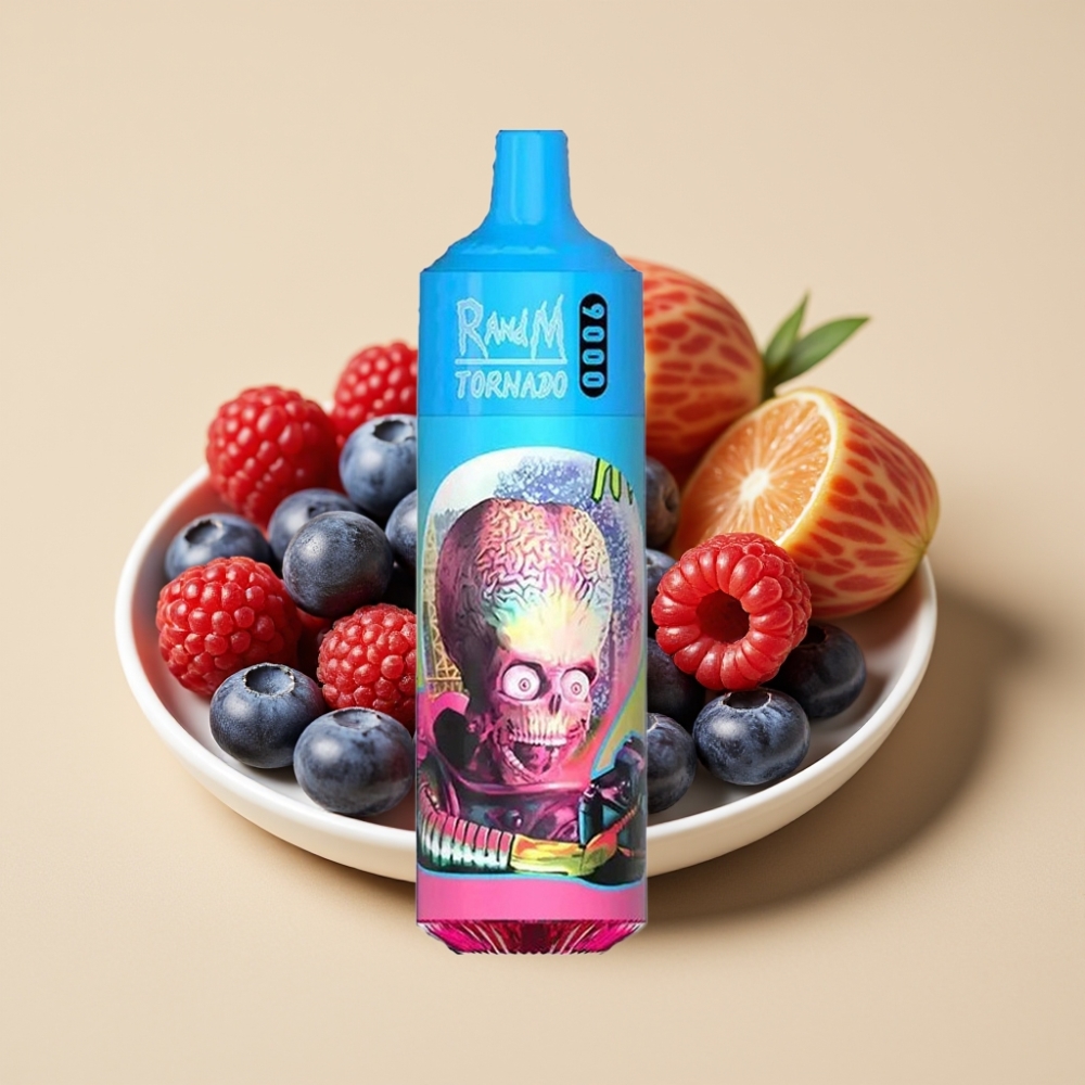 RandM Tornado 9000 Puffs Jednokratni Vape 18mL Mesh Coil Blueberry Sour Raspberry
