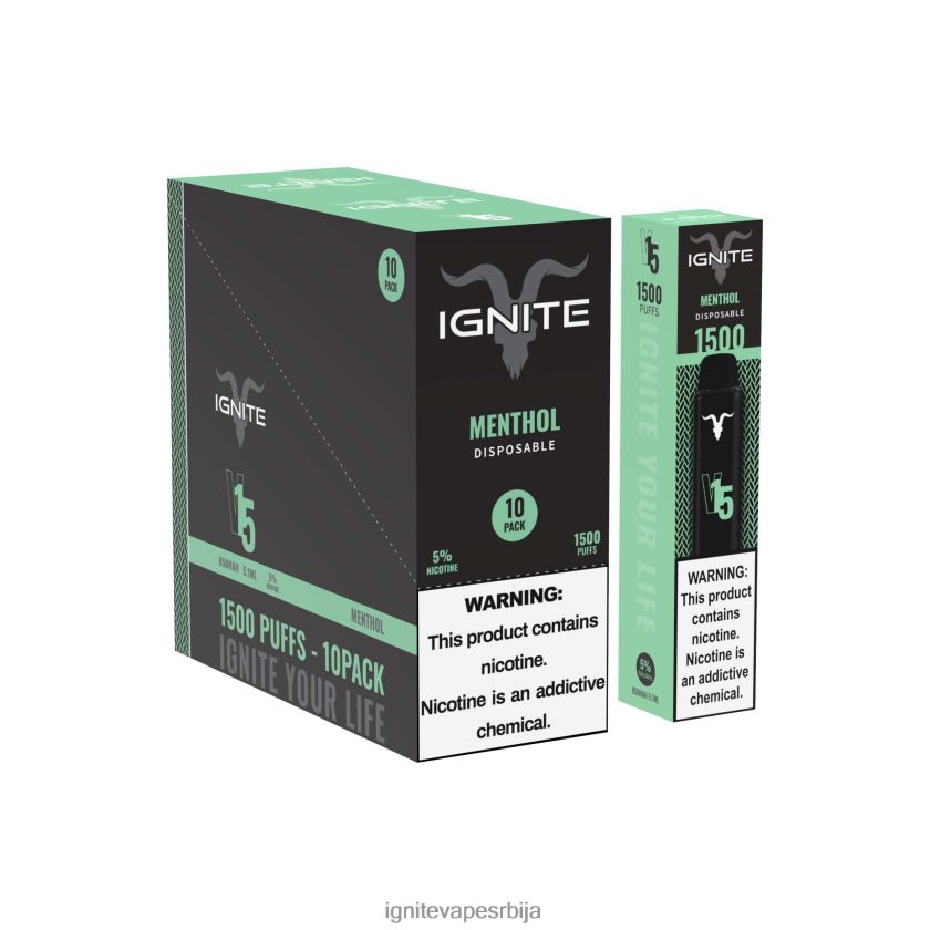 IGNITE V15 вапе оловка 10 ком ментол Ignite Puff Price L42H103