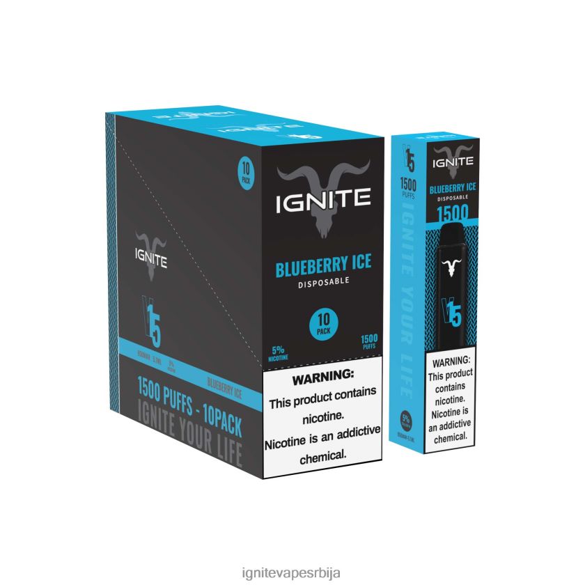 IGNITE V15 вапе оловка 10 ком лед од боровнице Ignite Rechargeable Vape L42H97