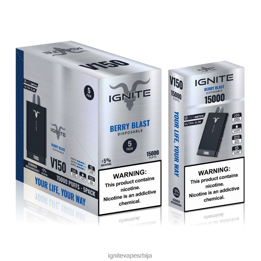 IGNITE V150 вапе оловка 5 ком бобица бласт Ignite Puff Bar L42H10