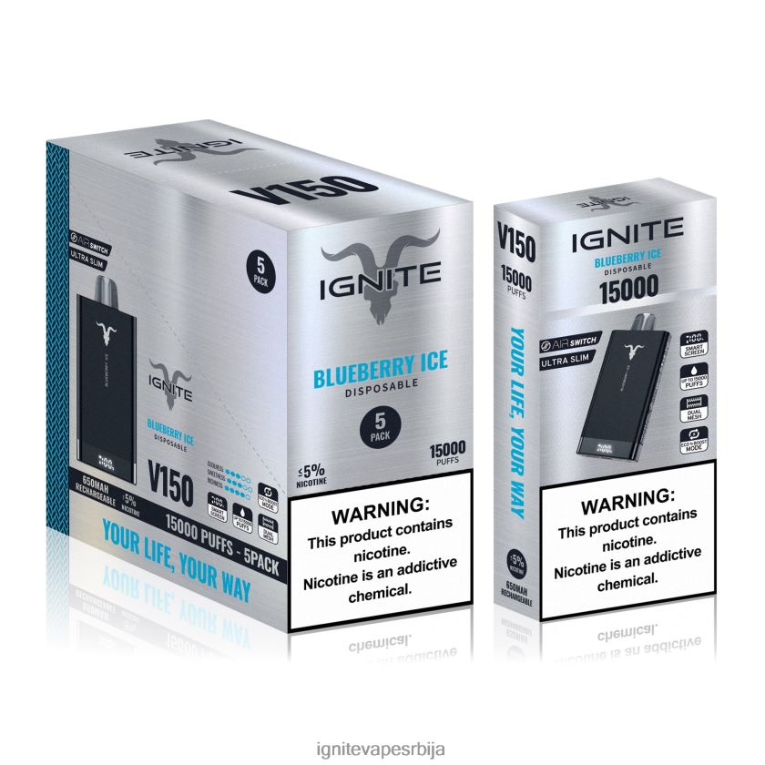 IGNITE V150 вапе оловка 5 ком лед од боровнице Ignite Vape Beograd L42H82