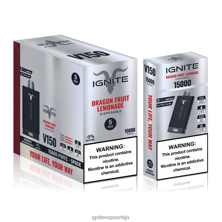IGNITE V150 вапе оловка 5 ком лимунада од змајевог воћа Ignite Vape Store L42H84