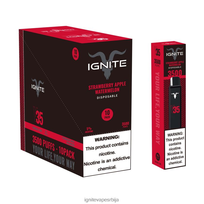 IGNITE V35 вапе оловка 10 ком јагода банана Ignite Disposable Vape L42H128