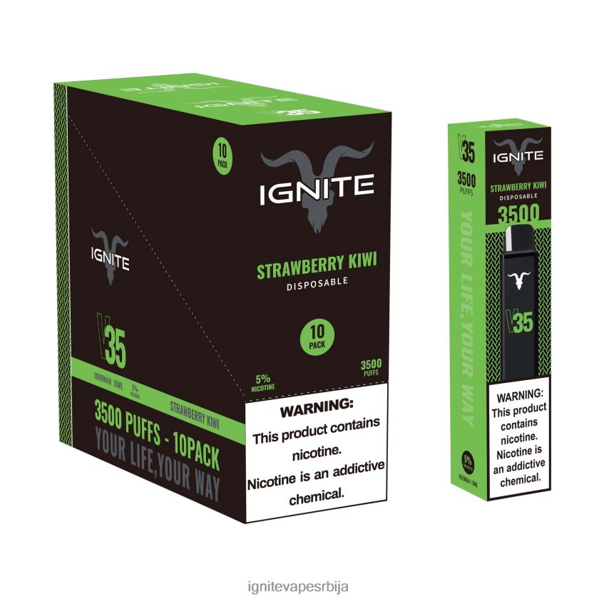 IGNITE V35 вапе оловка 10 ком киви од јагоде Ignite Rechargeable Vape L42H127