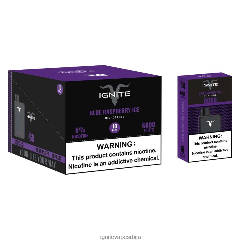 IGNITE V60 вапе оловка 10 ком лед од плаве малине Best Ignite Flavors L42H15