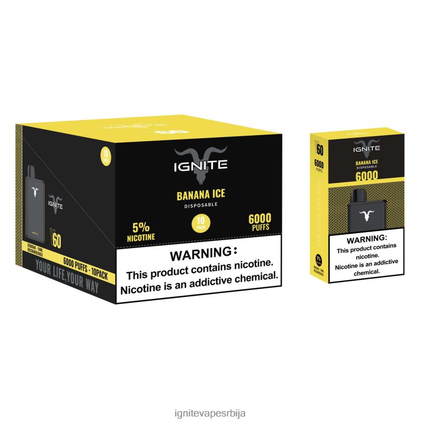IGNITE V60 вапе оловка 10 ком лед од банане Ignite Vape Srbija L42H1