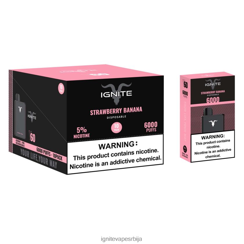 IGNITE V60 вапе оловка 10 ком лед од банане Ignite Vape Srbija L42H1