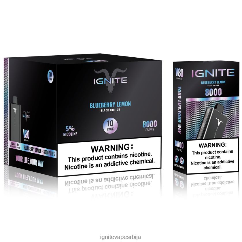 IGNITE V80 вапе оловка 10 ком лимун од боровнице Best Ignite Flavors L42H55